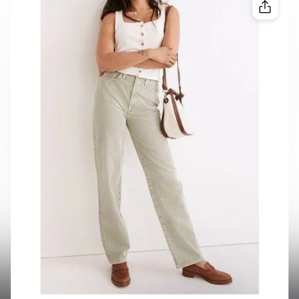 Madewell Baggy Straight Sage Green Acid Wash